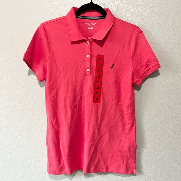 NAUTICA- Bright Pink Short Sleeve T Shirts with Collar Size M - Picture 1 of 4